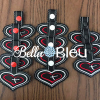 ITH Heart and Cross key fob Key chain in the hoop machine embroidery Design