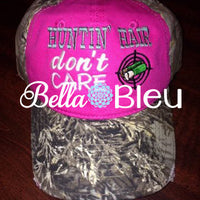 Huntin Hair Don't Care Baseball Hat Cap Machine Embroidery Design Hunting
