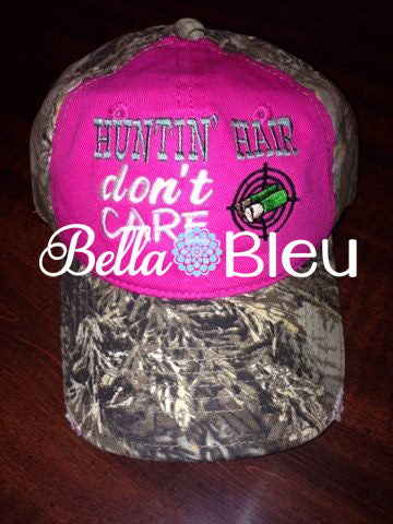 Huntin Hair Don't Care Baseball Hat Cap Machine Embroidery Design Hunting