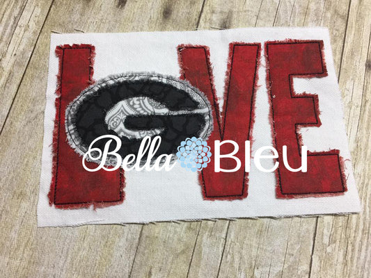 Sports Mascot Love G Raggy Machine Applique bean stitch design
