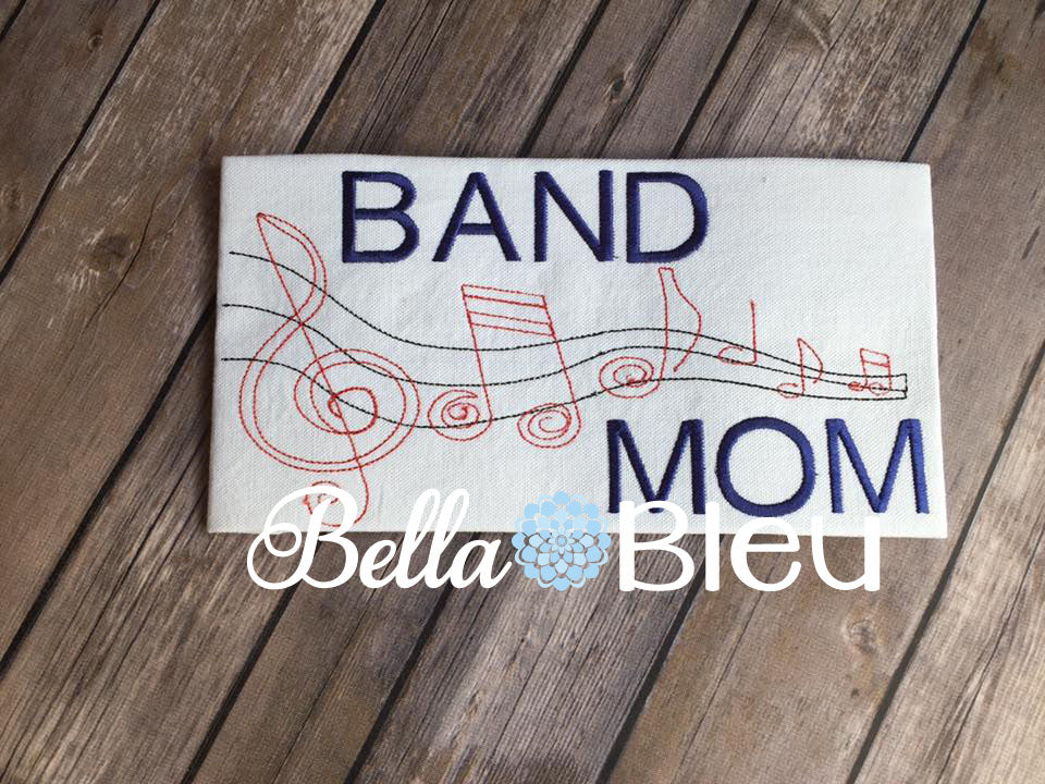 Marching Band Mom with Music Notes Machine Embroidery design