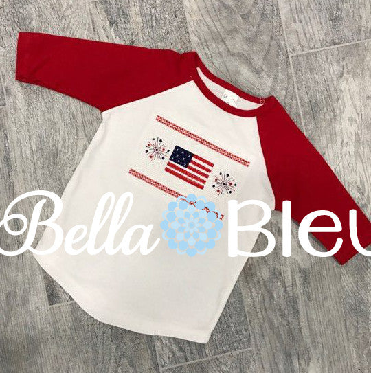 Faux Smocking Embroidery Design, Smocking Design, Faux Smocking Design, American Flag Fireworks faux smocking design, 4th of July