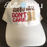 Rodeo Hair Don't Care Baseball Hat Cap Machine Embroidery Design, Cowboy Boots