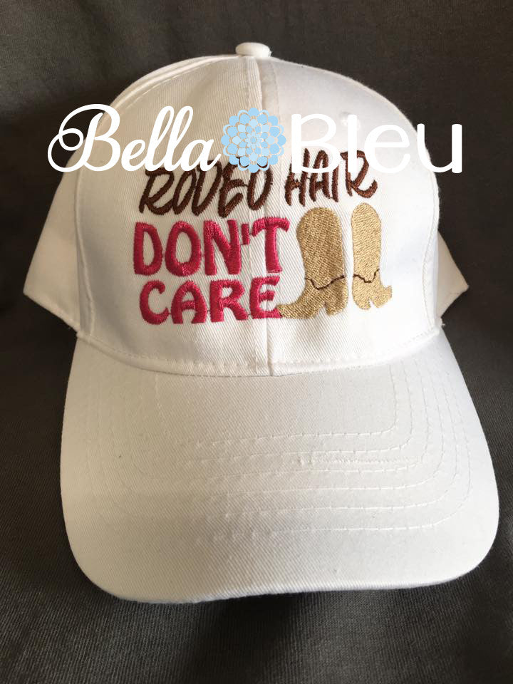 Rodeo Hair Don't Care Baseball Hat Cap Machine Embroidery Design, Cowboy Boots