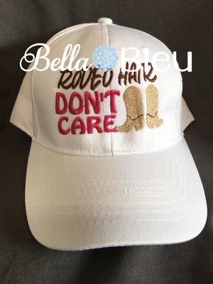 Rodeo Hair Don't Care Baseball Hat Cap Machine Embroidery Design, Cowboy Boots