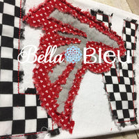 Sports Mascot Love Falcons Raggy Machine Applique bean stitch design