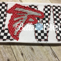 Sports Mascot Love Falcons Raggy Machine Applique bean stitch design