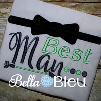 Best Man Wedding machine Embroidery applique Design with bowtie