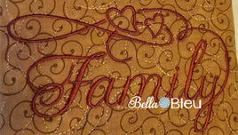 Family Saying with Hearts Machine Embroidery design Wording