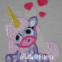 Unicorn Horse with hearts Machine Applique Embroidery design