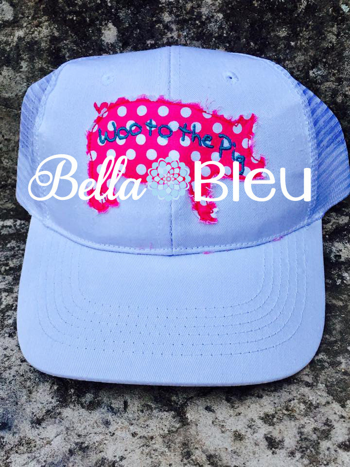 Woo to the Pig Raggy Baseball Hat Machine Embroidery design