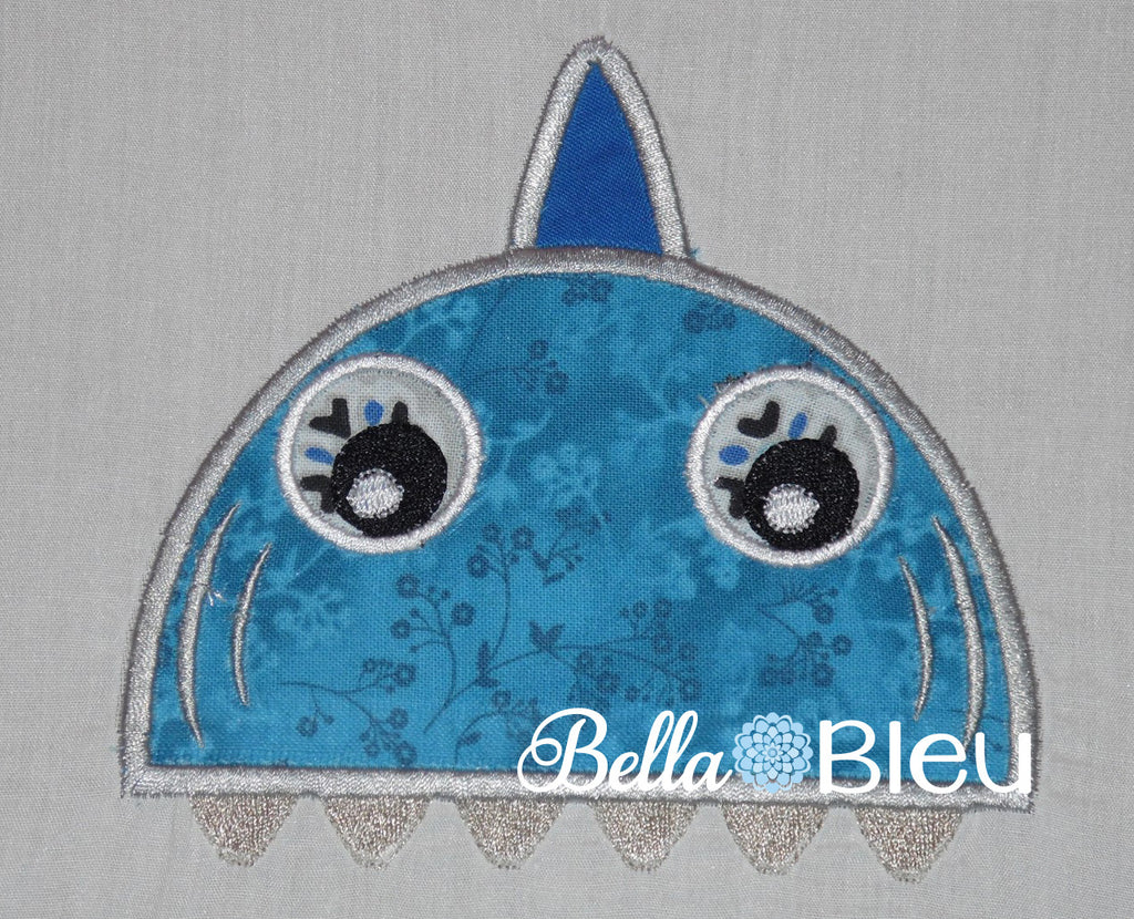 Fun Shark Jaws towel topper toppers peekers machine embroidery applique design
