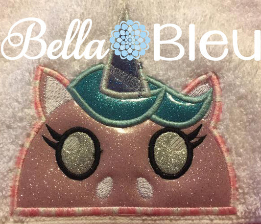 Unicorn Towel Topper Toppers Peeker Machine Applique Embroidery Design