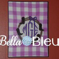 Western Rope and Cowboy Monogram Circle Machine Applique Embroidery Design