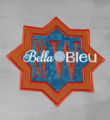 Beautiful Double Star Arabic Star Machine Embroidery Applique Design