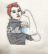 Rockabilly Embroidery design, Retro Rosie the Riveter lady Rockabilly Design, Machine Embroidery Design, Retro Urban Embroidery Design