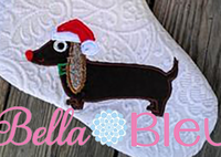Santa Christmas Dachshund Weenie Dog Machine Applique Embroidery Design