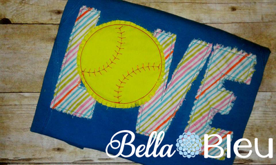Raggy Baseball Softball Love Machine Bean Embroidery design