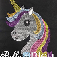 Beautiful Magical Unicorn Head Sketchy machine embroidery design