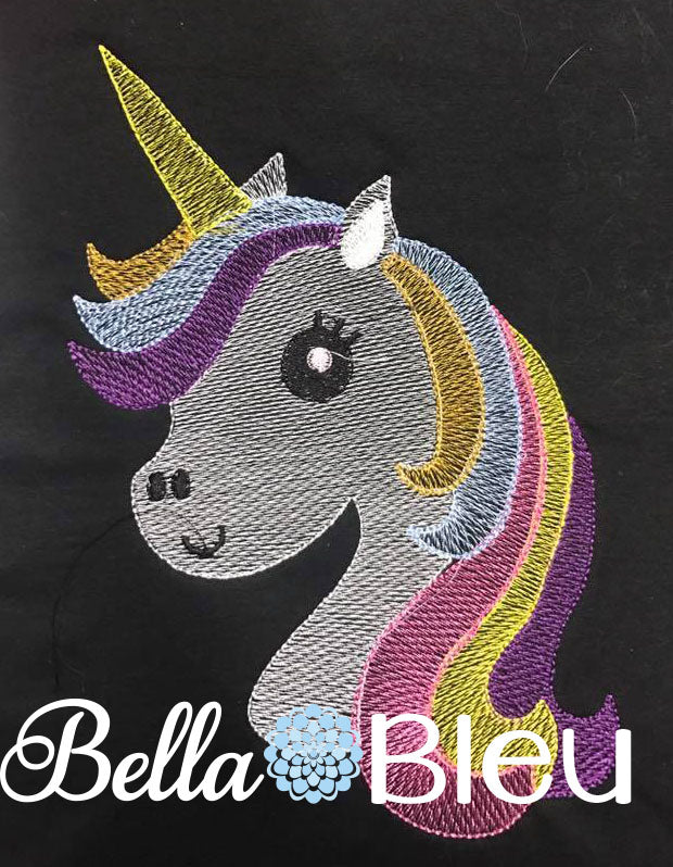 Beautiful Magical Unicorn Head Sketchy machine embroidery design