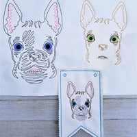 French Bulldog Colorwork embroidery