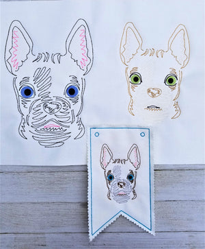 French Bulldog Colorwork embroidery