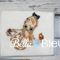 Raggy Squid Stemstitch Machine Embroidery Nautical Design