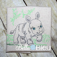 Jungle Rhino Colorwork Redwork Machine Embroidery Design