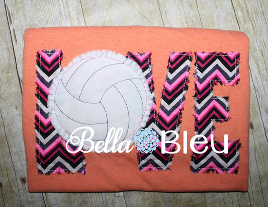 Raggy Volleyball Love Sports machine embroidery design