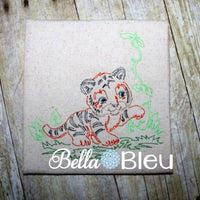 Jungle Tiger Colorwork Redwork Machine Embroidery Design