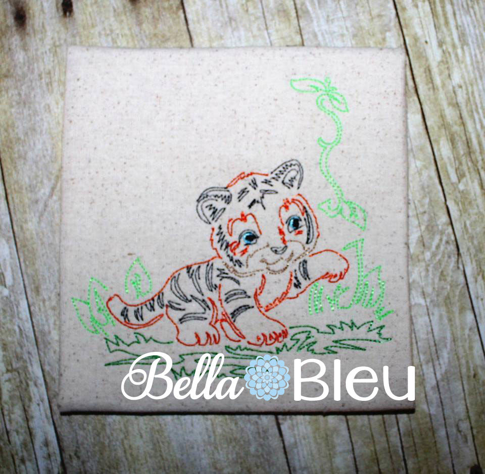Jungle Tiger Colorwork Redwork Machine Embroidery Design