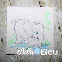Jungle Elephant machine embroidery Beautiful Colorwork Redwork Quick Stitch design