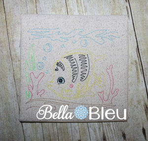 Sea Fish nautical colorwork redwork Machine Embroidery design