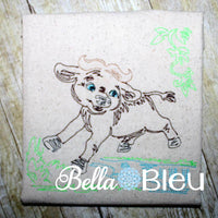 Jungle Water Buffalo Colorwork Redwork Machine Embroidery Design