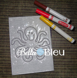 Nautical Octopus Bean Raggy Design or Coloring Raggy Machine Applique bean stitch design