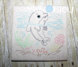 Sea Nautical Dolphin Colorwork Redwork Machine Embroidery Designs