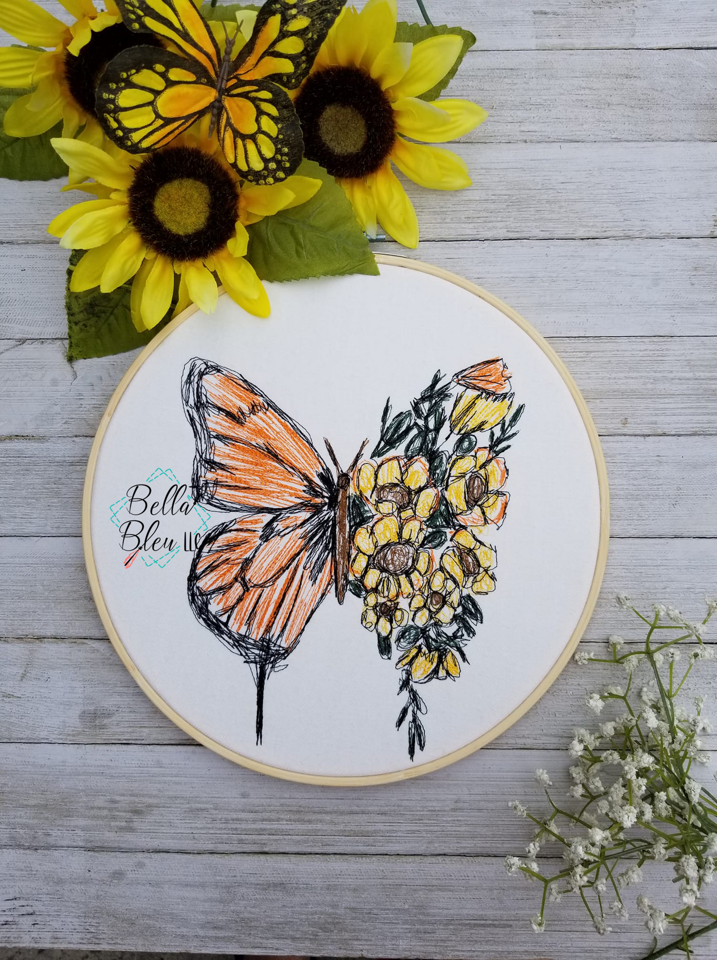 Butterfly Sunflower Scribble