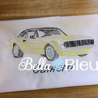 Camaro Hot Rod Muscle Car Fathers Day Machine Embroidery Design redwork colorwork