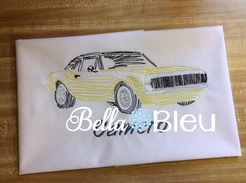 Camaro Hot Rod Muscle Car Fathers Day Machine Embroidery Design redwork colorwork