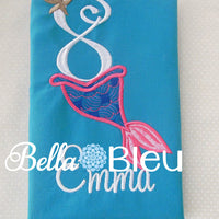 Number 8 #8 Applique Mermaid Tail Machine Embroidery Design