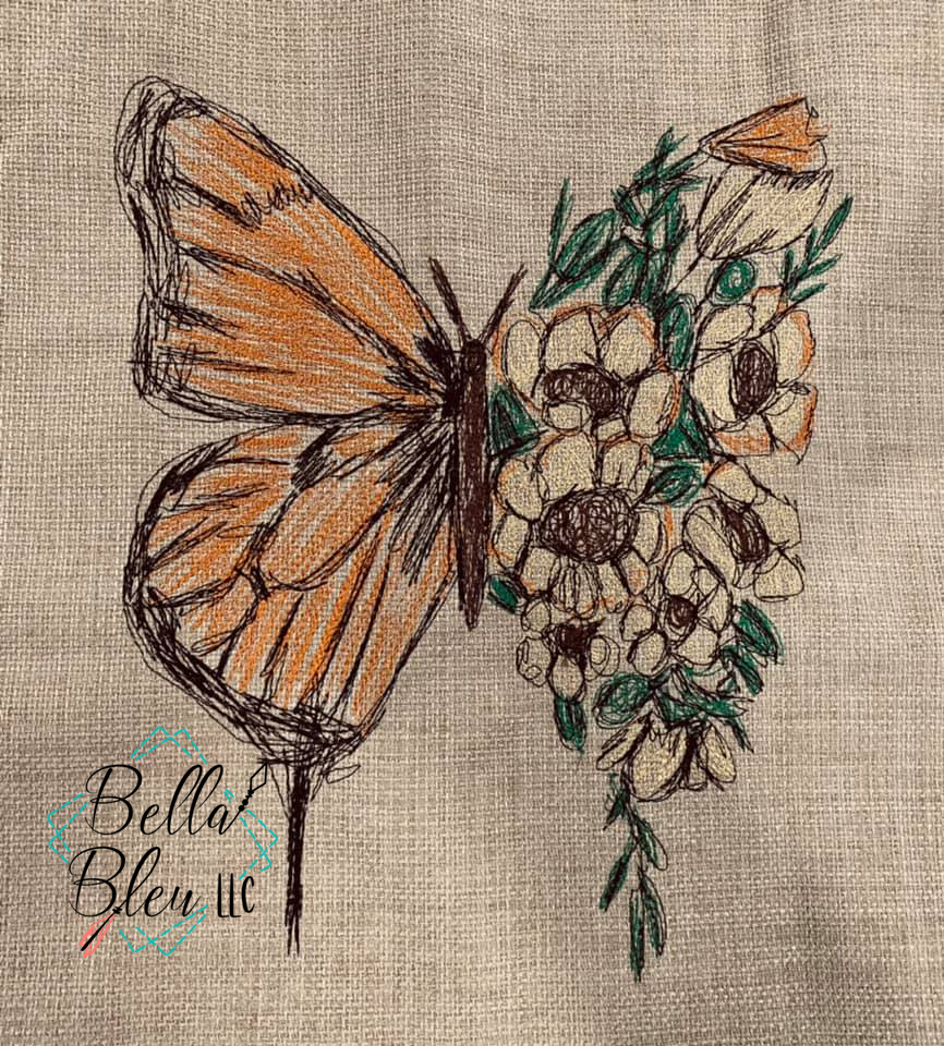 Butterfly Sunflower Scribble