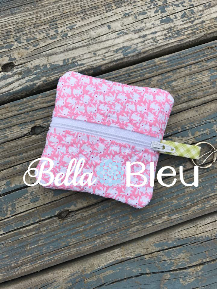 ITH In The Hoop Wallet with Bunny Stipple Quilting Stitch 4x4 Machine Embroidery