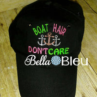 Baseball hat cap Boat Hair don't care with anchors machine embroidery design