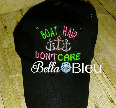 Baseball hat cap Boat Hair don't care with anchors machine embroidery design