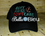 Boat Hair with Anchor Don't Care Baseball Hat Cap Machine Embroidery Design Hunting