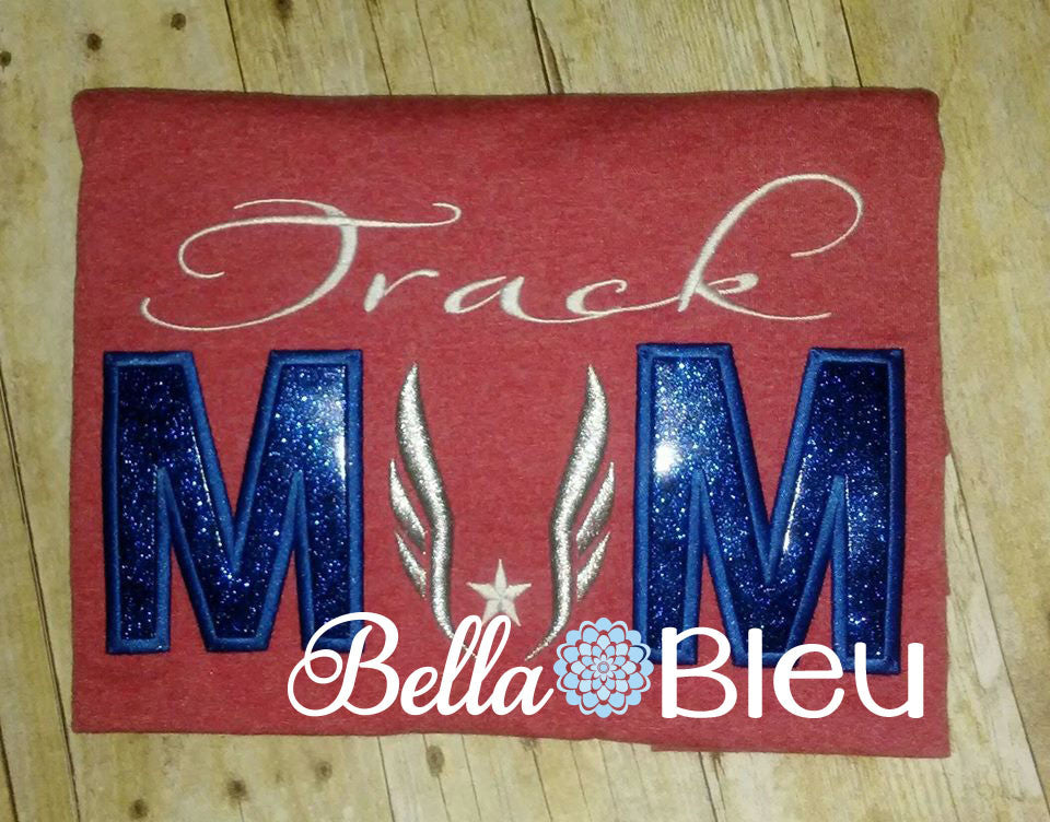 Sports Track Mom Machine Embroidery Applique Design