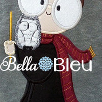Geek Inspired Wizard Boy Harry Potter Machine Embroidery Design with Owl