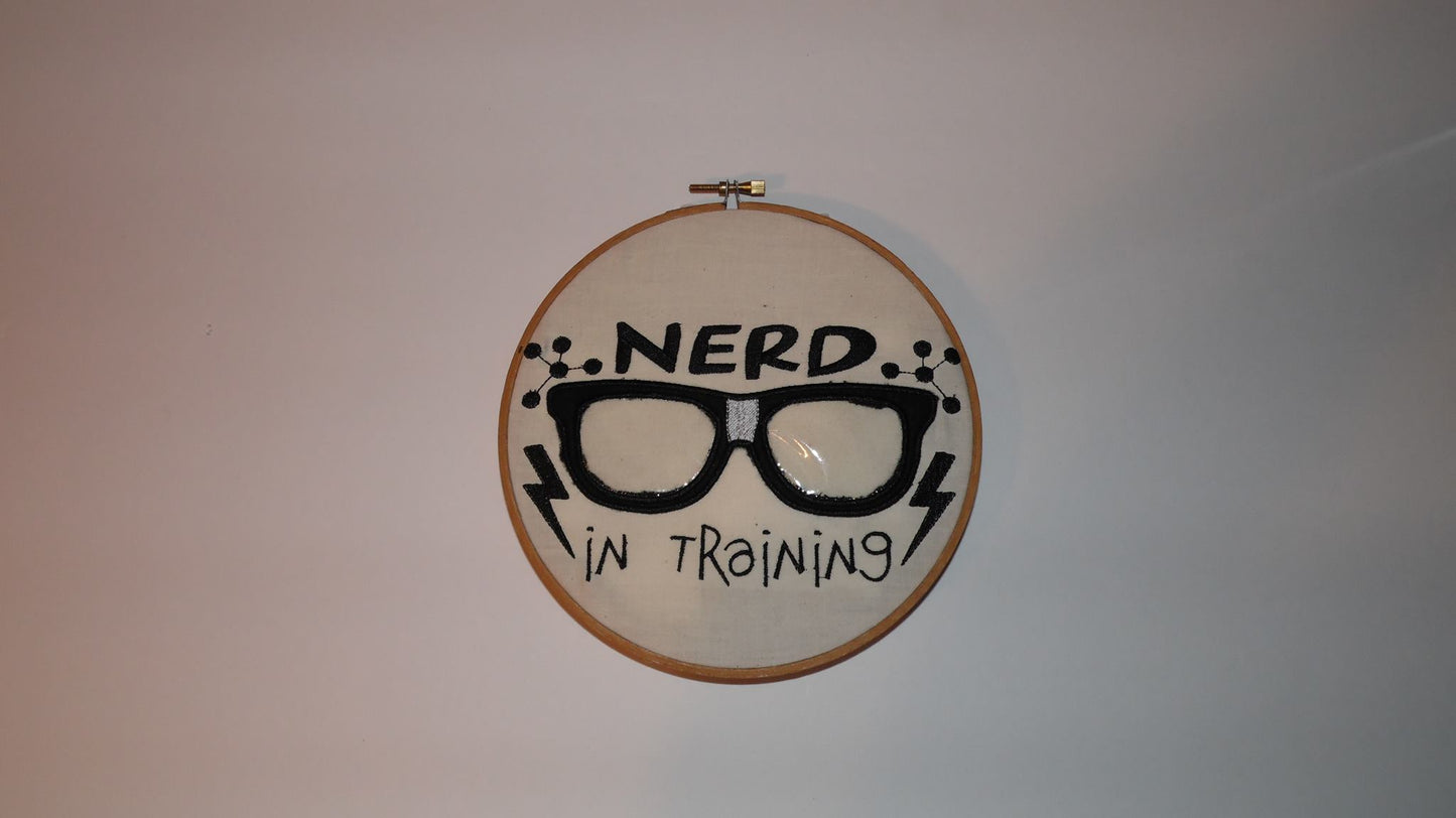 Nerd in Training back to school applique machine embroidery design