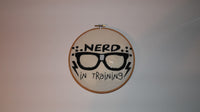 Nerd in Training back to school applique machine embroidery design