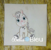 Baby Farm Animal Horse Colt colorwork machine embroidery design